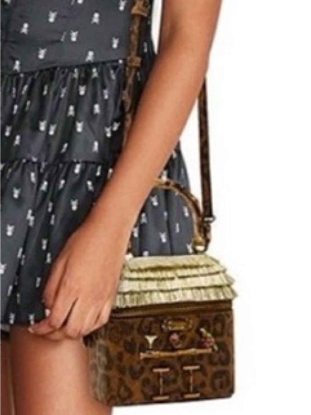 Betsey Johnson Leopard Print Tiki Bar Women's Bag with Gold Fringe - Picture 6 of 7